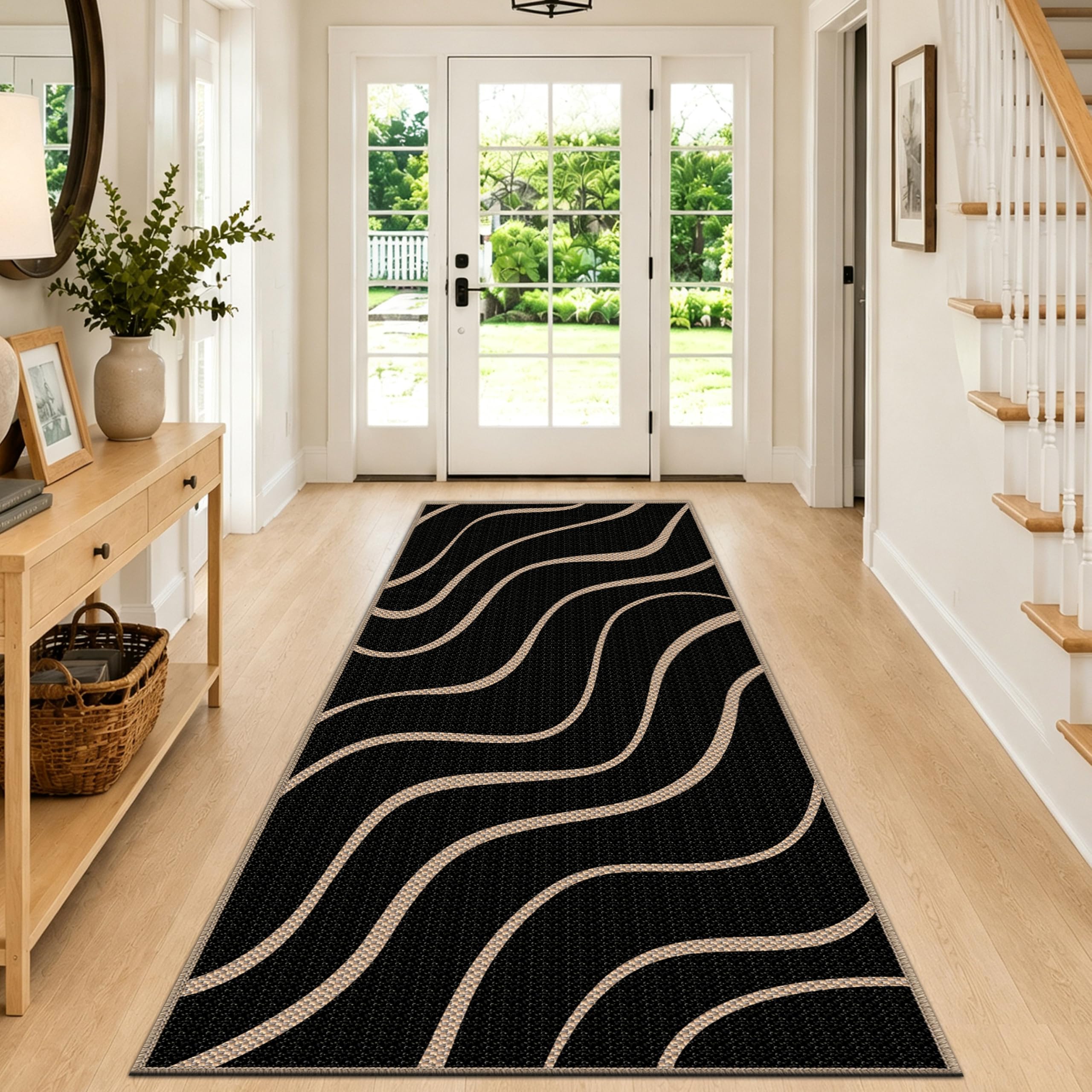 Capslpad Teppich Läufer Flur 80x200 cm, rutschfest Waschbar Lang Teppichläufer Modern Jute Aussehen Küchenteppich mit für Eingang, Wohnzimmer, Korridor und Küche