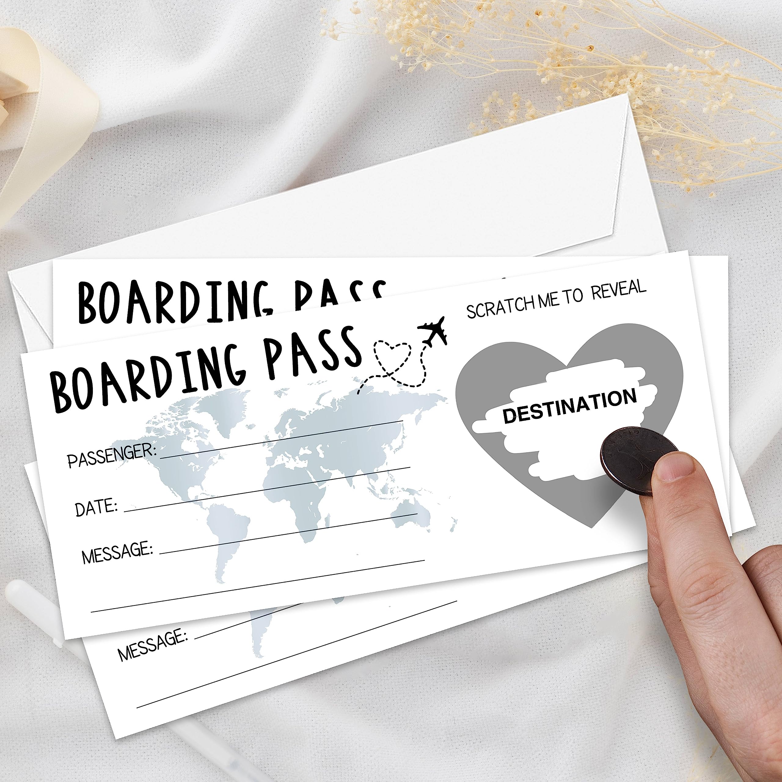 Kighdel 4 Pcs Holiday Scratch Off Cards Reveal Boarding Pass Golden - View #8