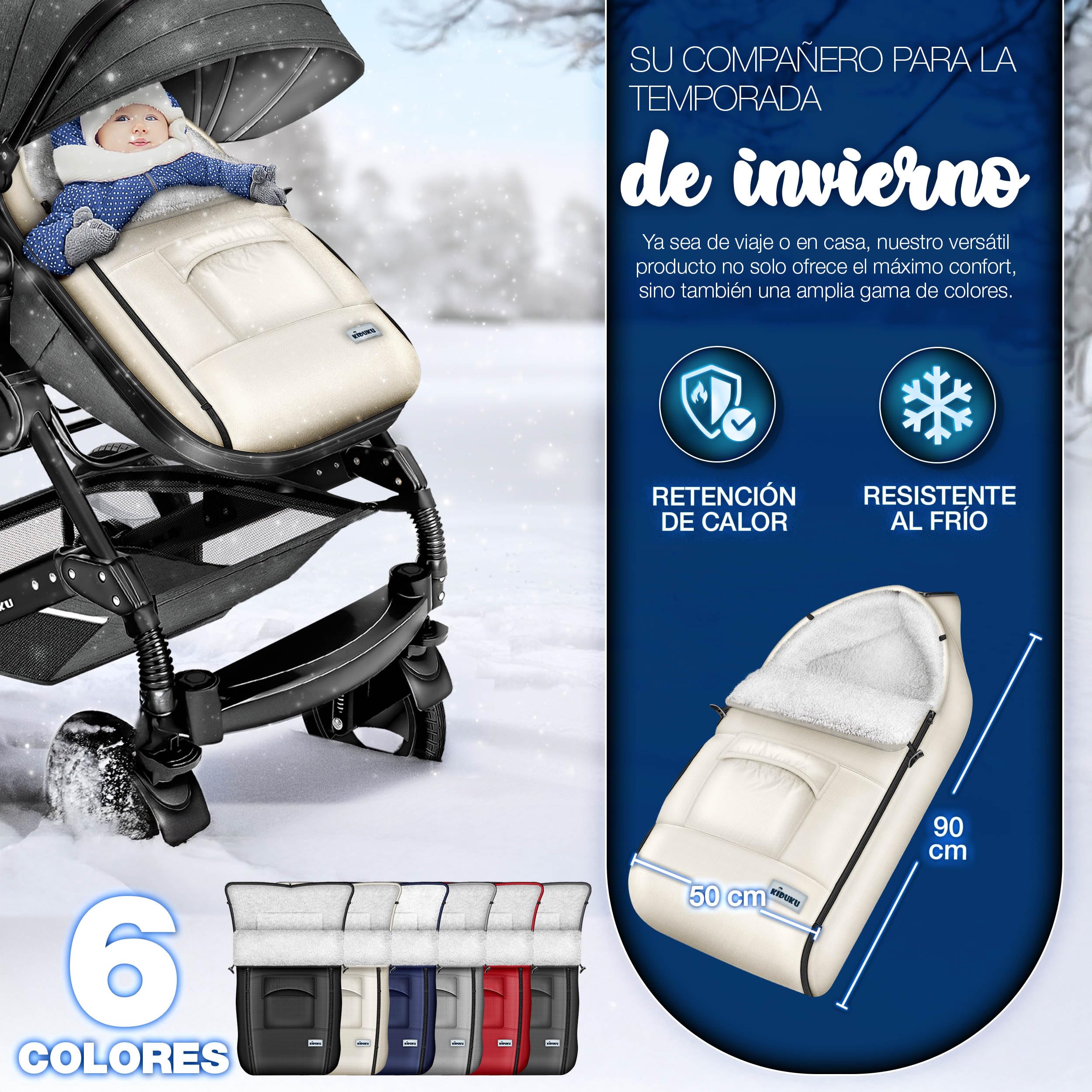 KIDUKU Saco de Invierno para Cochecito, Carrito | Saco Universal Térmico para Bebé, Silla de Paseo, Carro | Lavable | con Cremallera y Gran Bolsillo