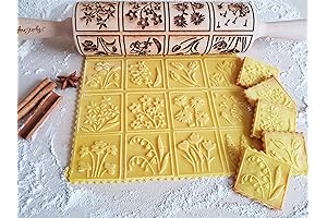 Flower Rolling Pin - Embossing Rolling Pin with 16 Different Spring Flowers