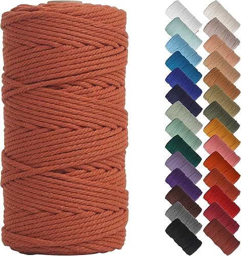 Miniatura 166 de NOANTA - Cuerda de macramé color marrón amarillento, 1/8 pulgadas (3 mm) x 109 yardas (100 metros), cuerda de algodón colorido para colgar