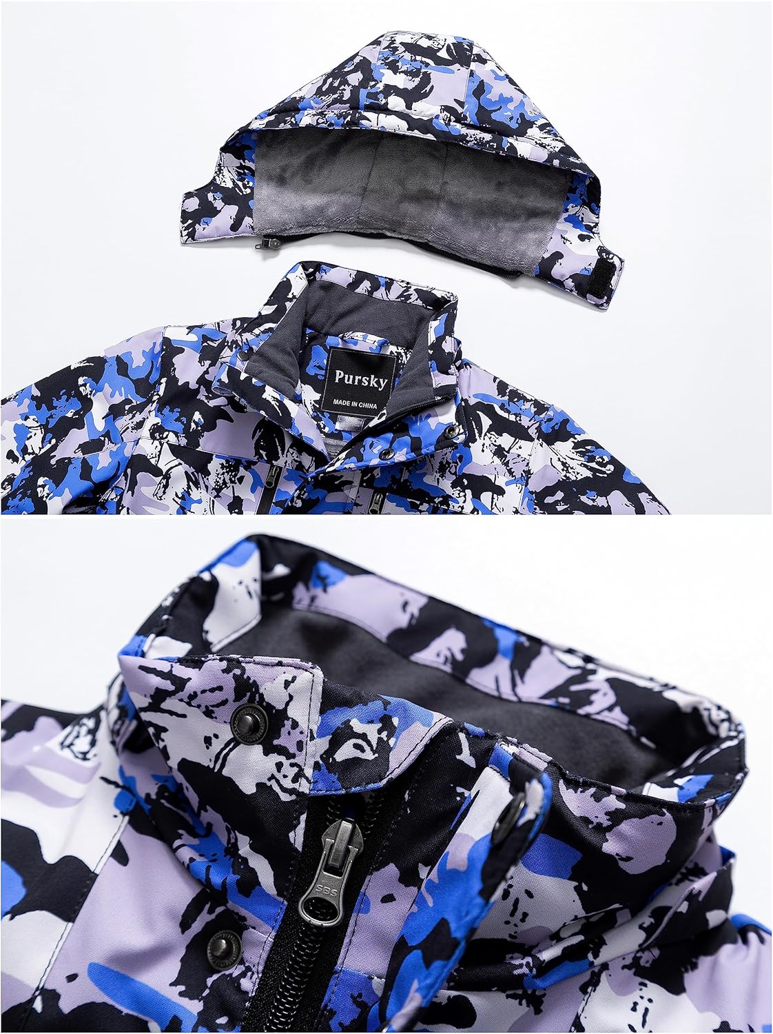 Pursky Boy's Waterproof Ski Jacket Kids Winter Snow Coats Fleece Raincoats Parka - Image 4