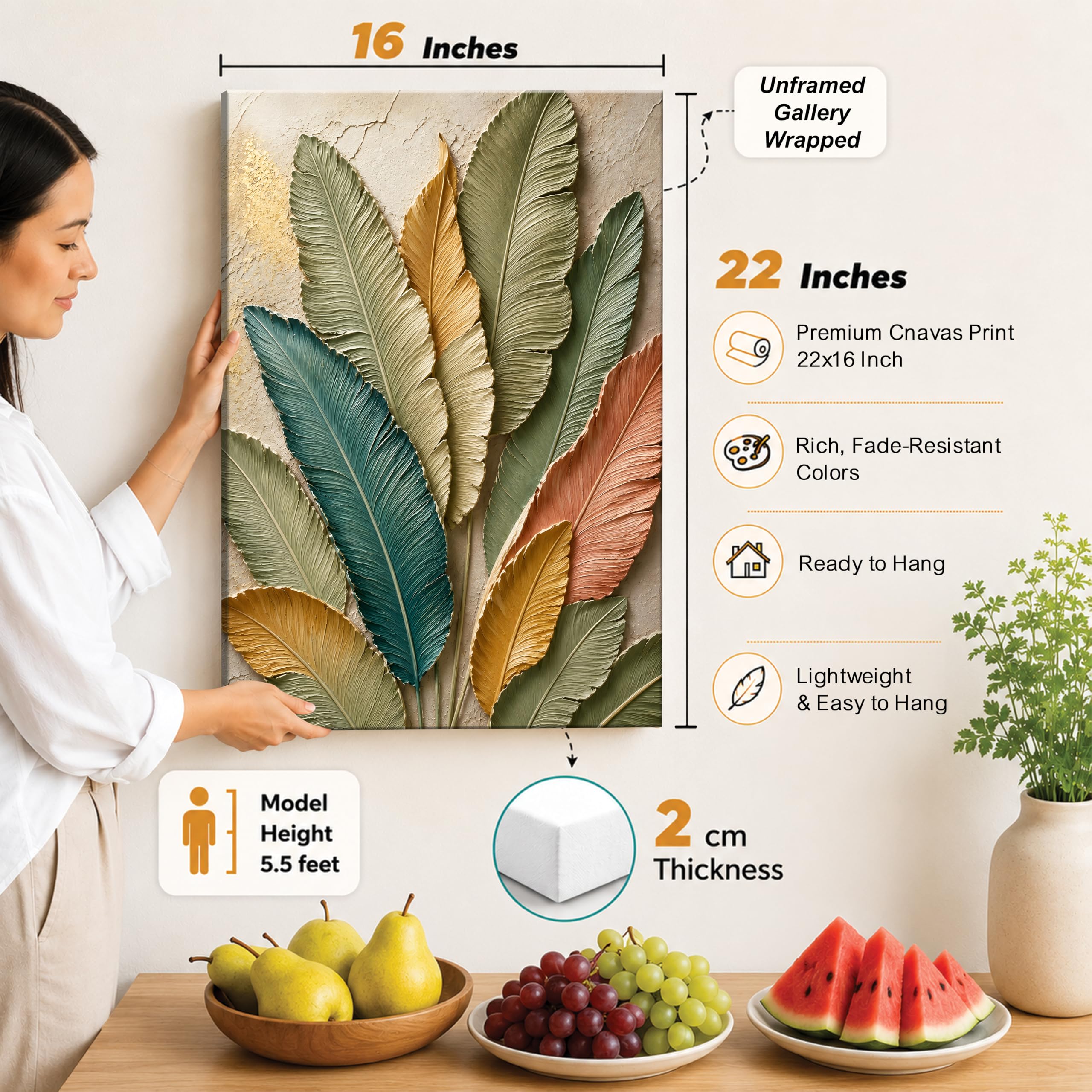 Textured Floral Canvas Art - Nature Wall Decor -3