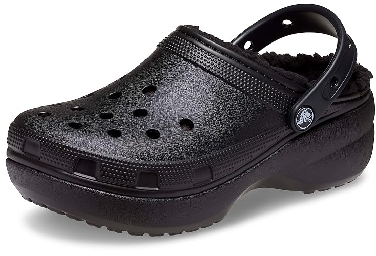 Crocs Women's Classic Lined Platform Clogs - 9 - Black
