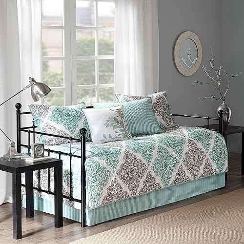 Miniatura 3 de Madison Park Juego de funda para sofá cama, diseño casual acolchado de doble cara, ropa de cama para todas las estaciones con falda de cama, fundas