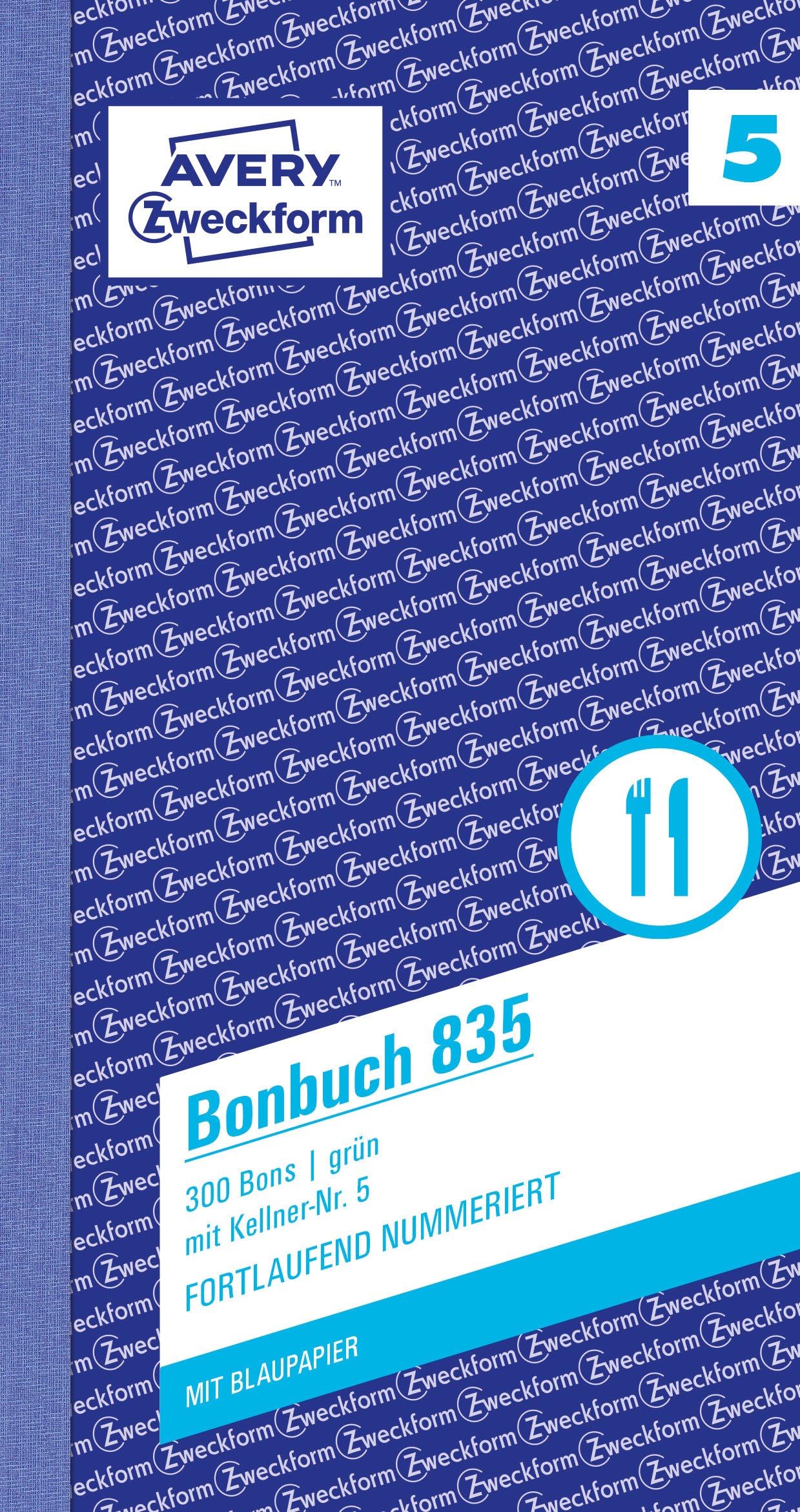 Avery Zweckform 835 Bonbuch Kellner Compact Block with No 2 X 50 Sheets, Green