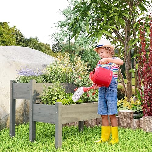 Miniatura 5 de Giantex Juego de 2 camas de jardín elevadas, caja de madera elevada, kit de cama elevada para flores, verduras, frutas, hierbas, contenedor de