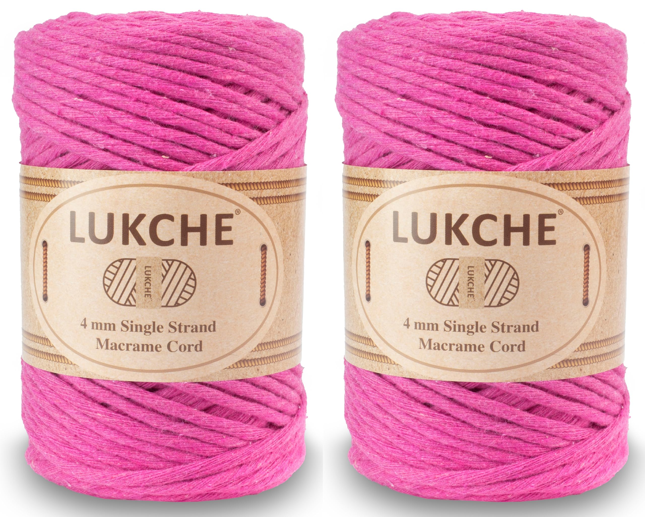 Cordon macramé 4mm fuchsia fil simple en coton de 80m pour suspensions