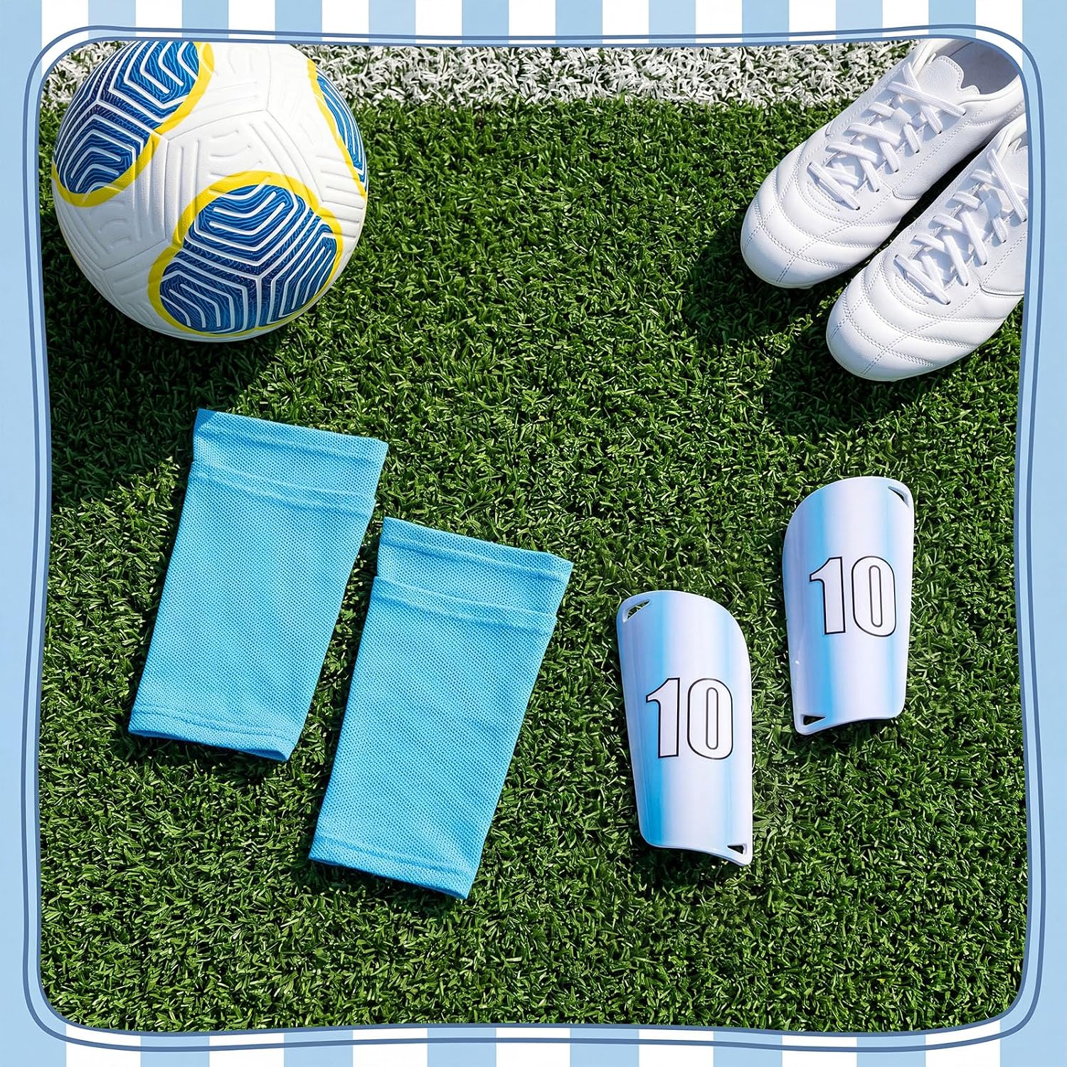 Syhood Kids Soccer Shin Guards and Sock Sleeves | Protective Soccer Shin Pads, Knee-high Socks with Stripes, For Youth Children Ages 3-15 Soccer Training and Games