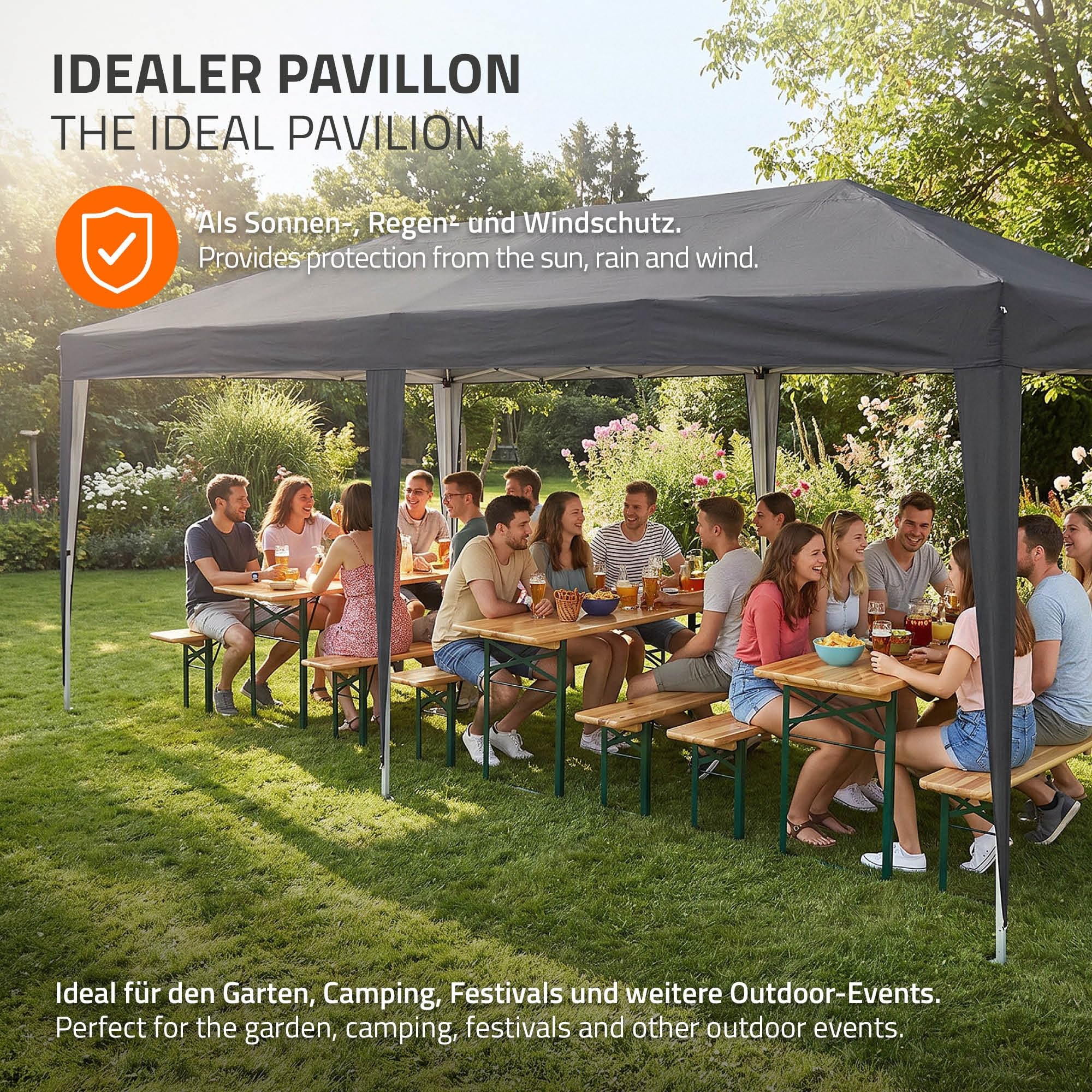 ECD Germany Tonnelle de Jardin Pliante 3x6 m Imperméable, Barnum Pliant Pop up avec 6 Parois Amovibles, Protection UV 50+, Sac de Transport, Tente de Réception Gazebo pour Patio Camping, Anthracite