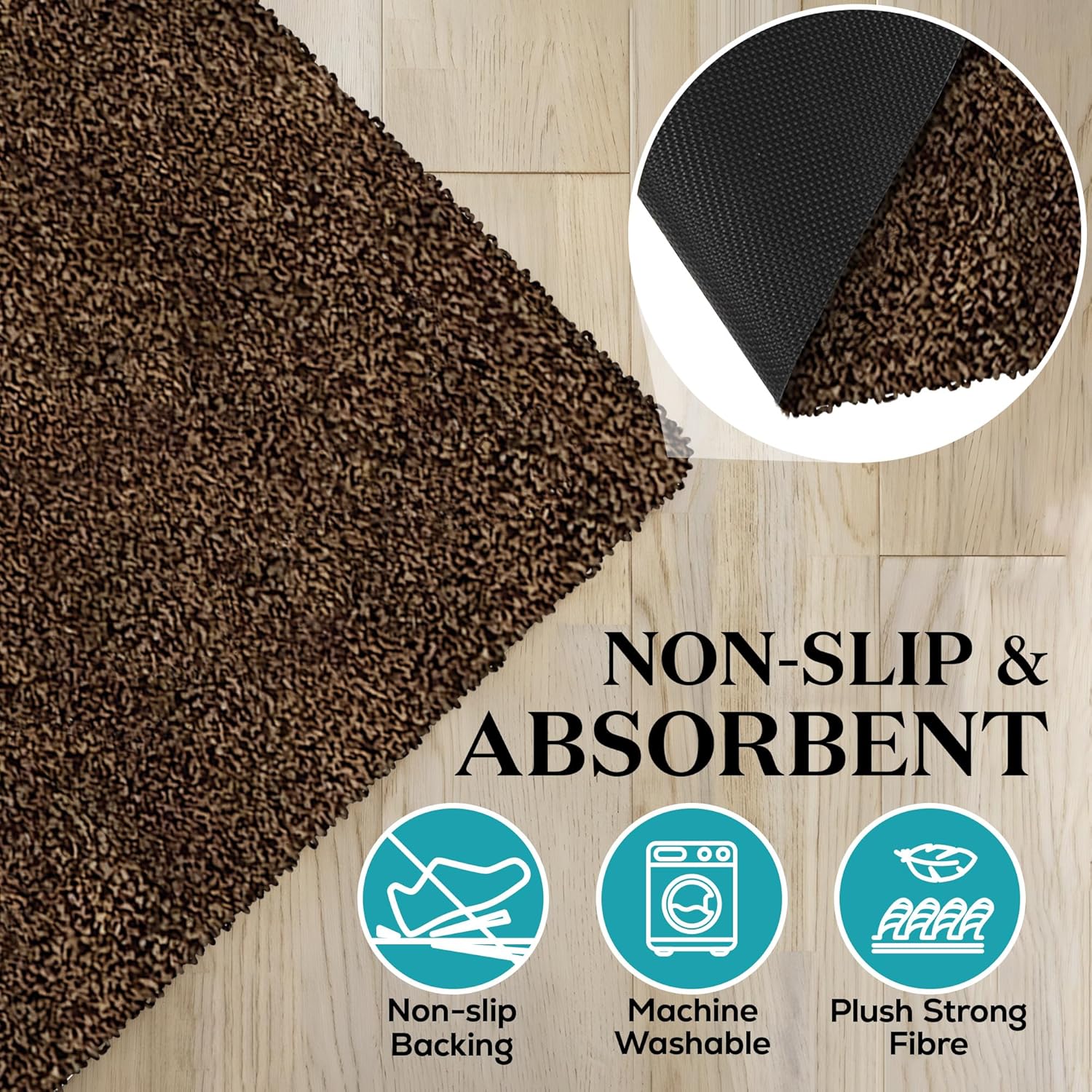 Premium Microfiber Indoor Door Mat – 36"x60" Washable Entry Mat, Non-Slip, Waterproof Backing, Super Absorbent, Low Profile Entryway Doormat for Indoor Entrance