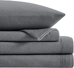 Viviland Ensemble de feuilles de la Reine de Micro Fleece - Draps de lit en velours polaire souple avec 15" Poche profonde - Feuilles d'hiver chaudes et cozy & Ensemble de caisses d'oreillers - Gris foncé