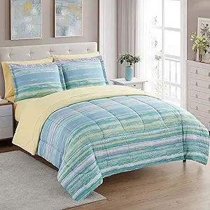 Sweet Home Collection 7 Piece Comforter Set Bag Solid Color All Season Soft Down Alternative Blanket & Luxurious Microfiber Bed Sheets, Sorento, Queen