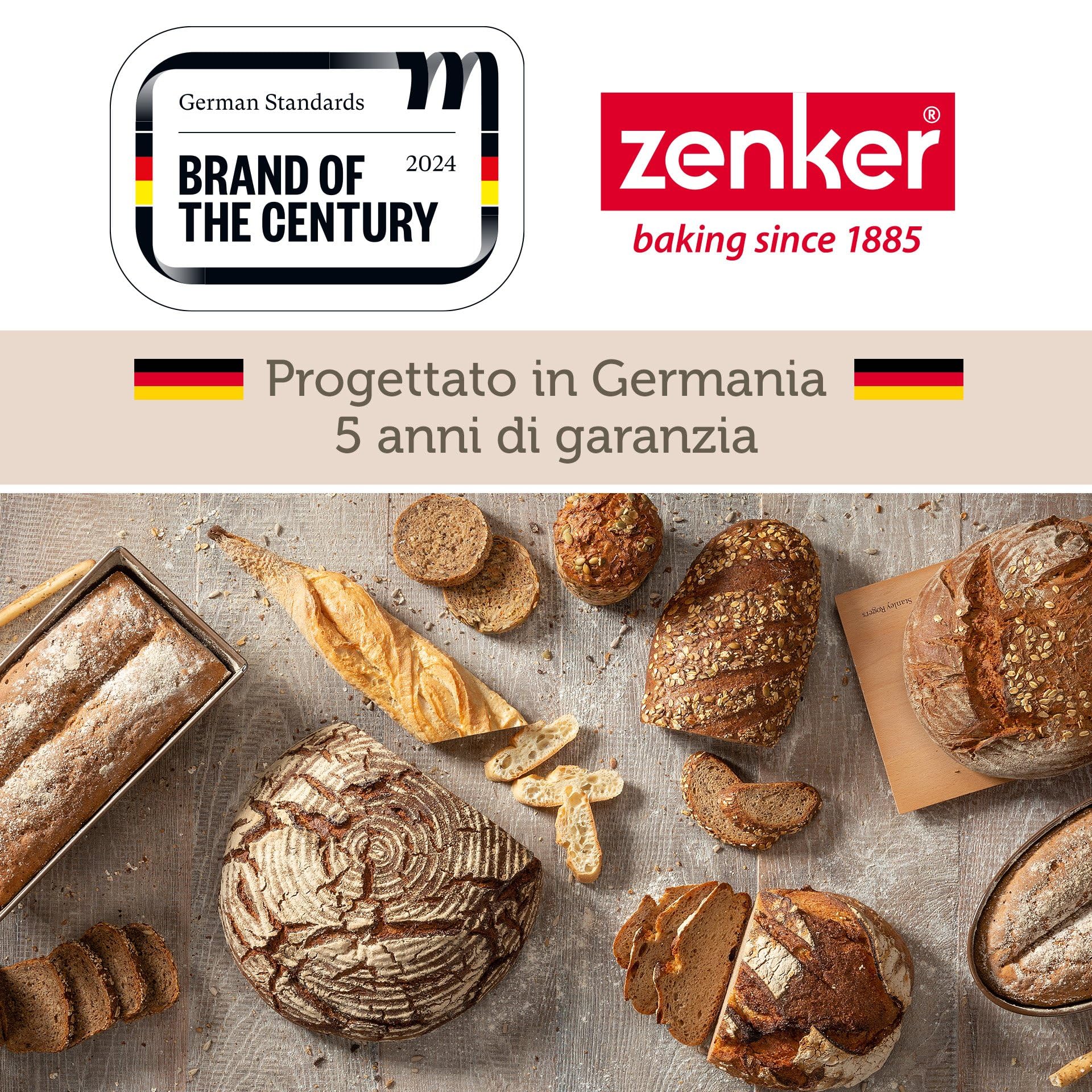 Zenker 6 teglie per panini – Stampo perforato per panini croccanti – Rivestimento antiaderente che impedisce l'incollaggio – Resistente al calore fino a +230°C, 34 x 22 x 3 cm