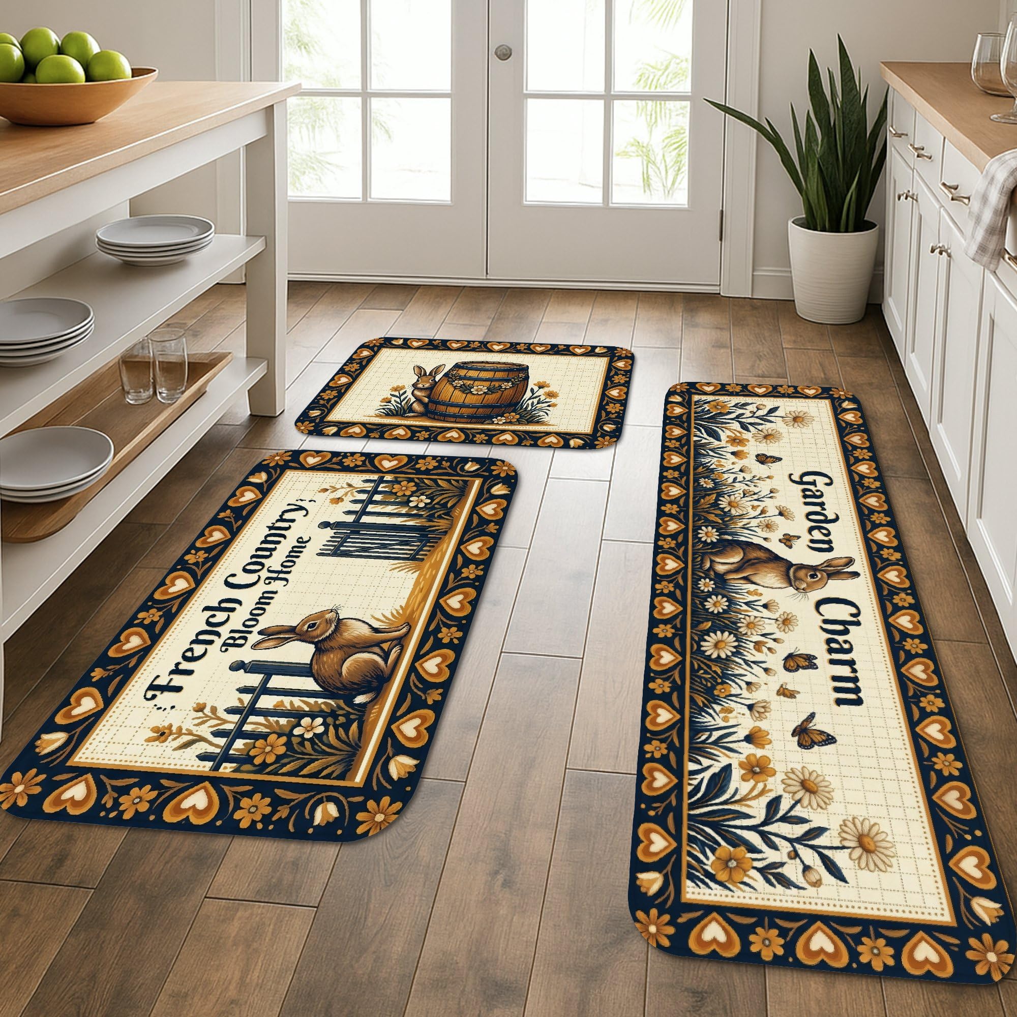 Tapis de cuisine rembourrés lot de 3 pour soulager les jambes au sol