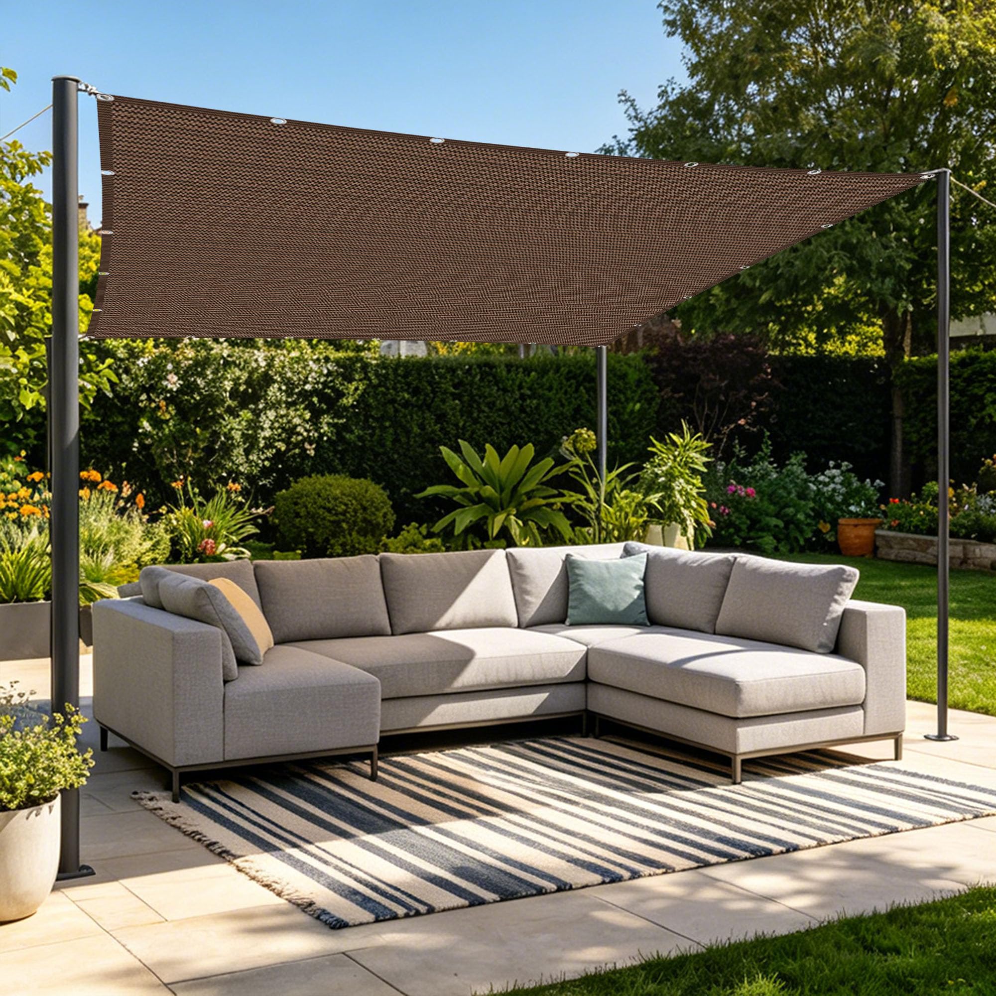 Filet d'ombrage contre la chaleur sur terrasse et pergola 2x8 m