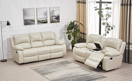 Miniatura 123 de Betsy Furniture 8018 - Juego de sillón reclinable de cuero reconstituido, para sala, sofá reclinable, sofá de dos piezas y sillón de cuero