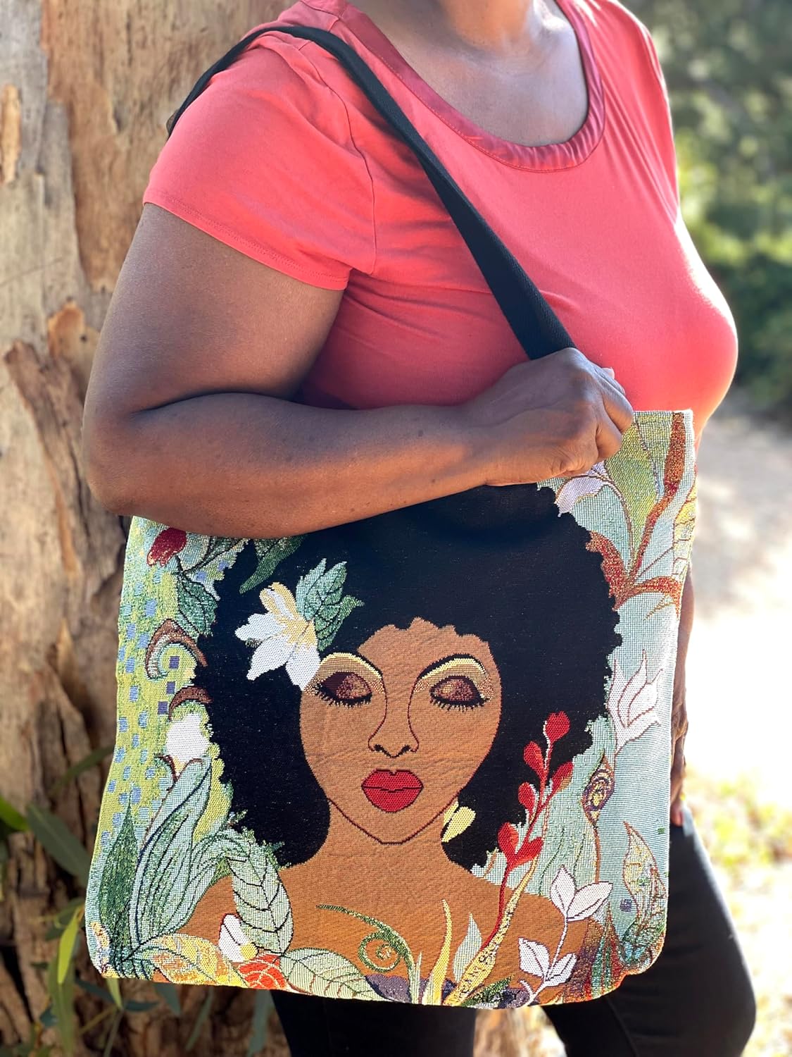 Woven Tote Bag for African American Women, for Work Gym Travel Shopping Casual