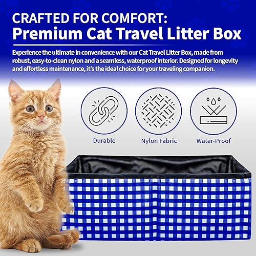 Miniatura 25 de Pet Fit For Life - Vibrante caja de arena plegable para gatos - Portátil, plegable, diseño compacto con cuenco de agua adicional - Ideal para coche