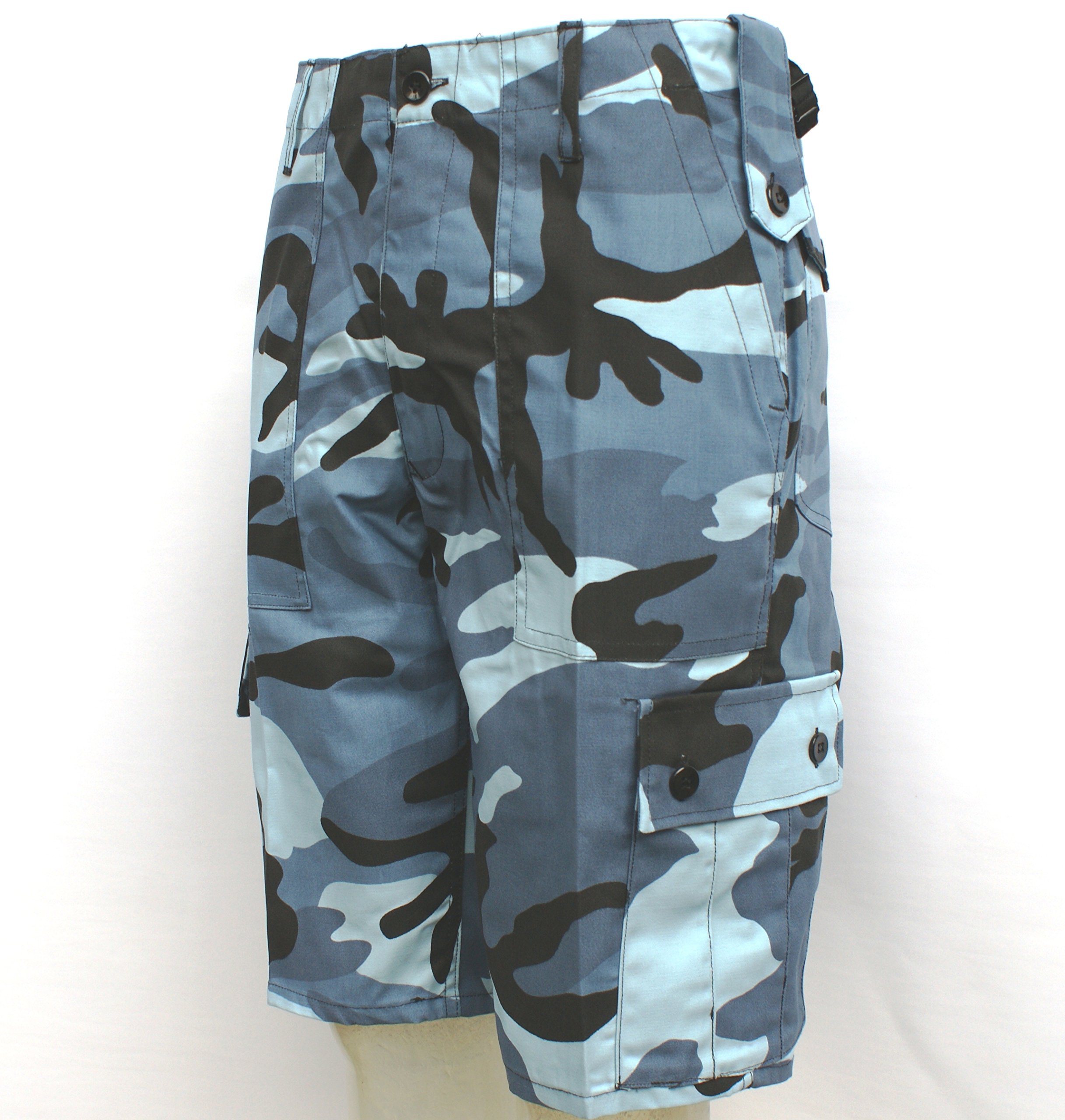 6 Pocket Camouflage Combat Cargo Shorts (38", Midnight Blue)
