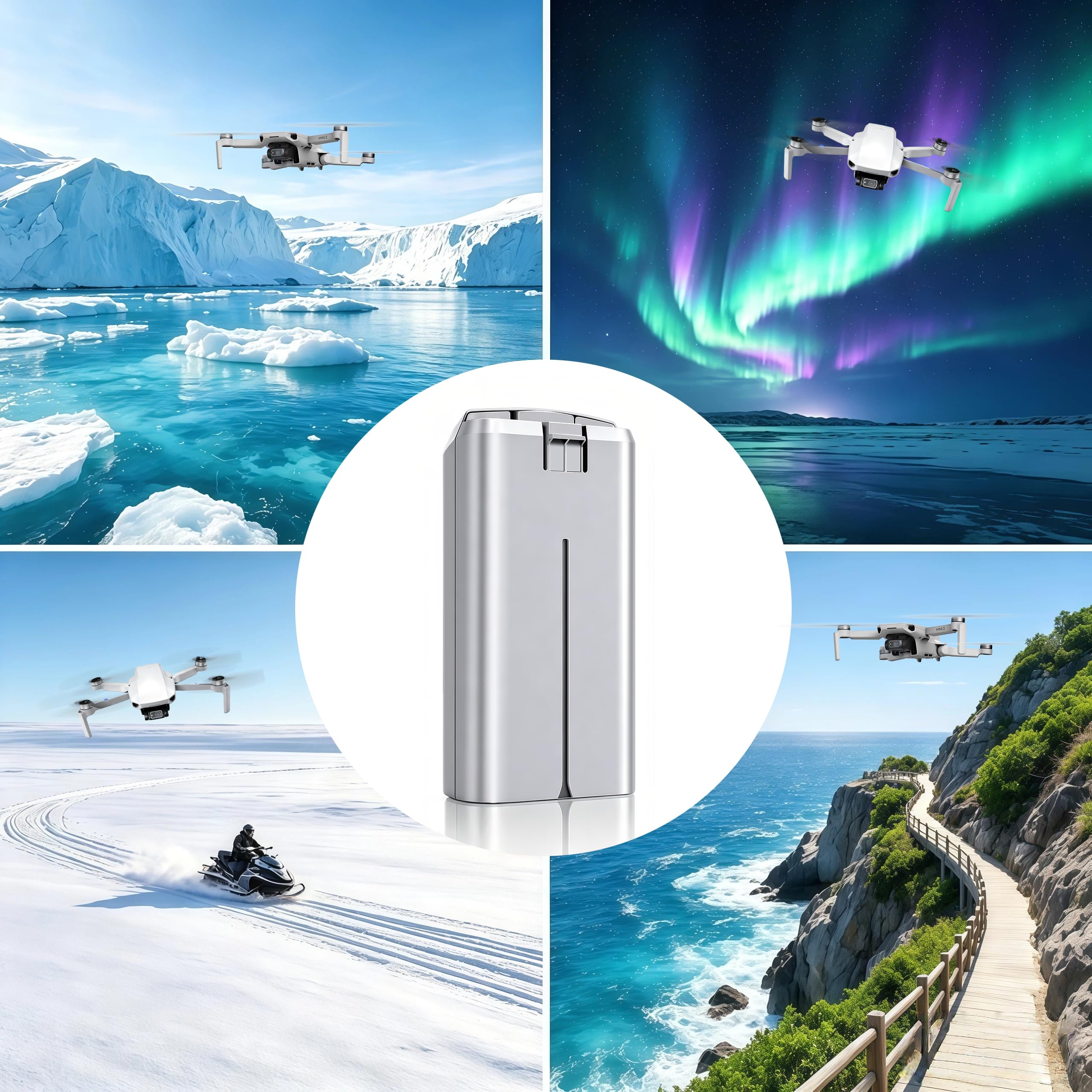 Fantayso Mini 2 Batteria 2400mAh Intelligente Batteria di Volo 2 Pacchetti, 31 Minuti Max Tempo di Volo per DJI Mini 4K Series