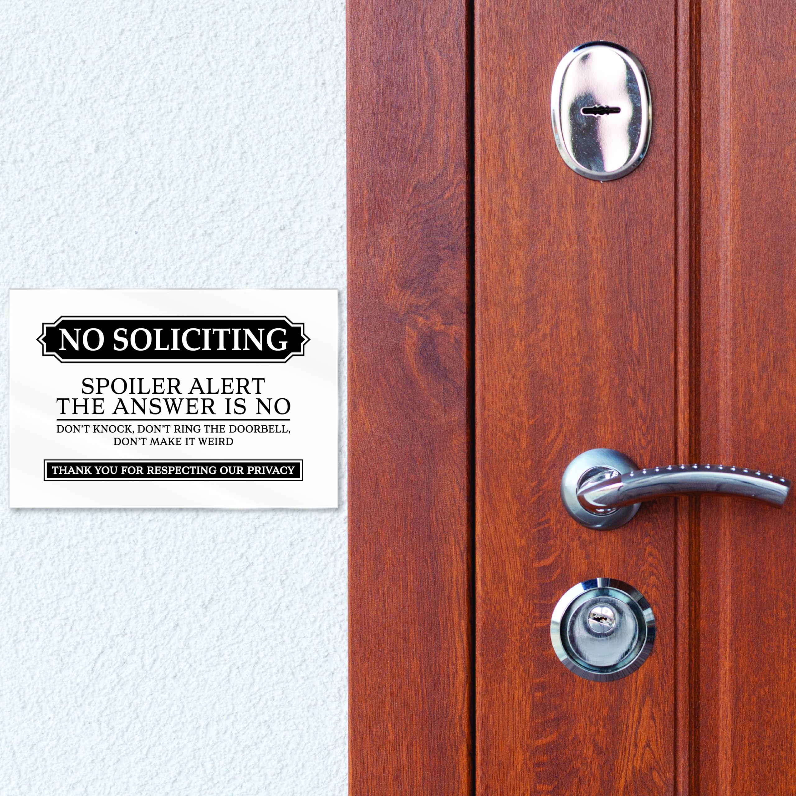 5x3 Sign No Soliciting Sign For Front Door - Self-Adhesive Polite Do Not Disturb ...