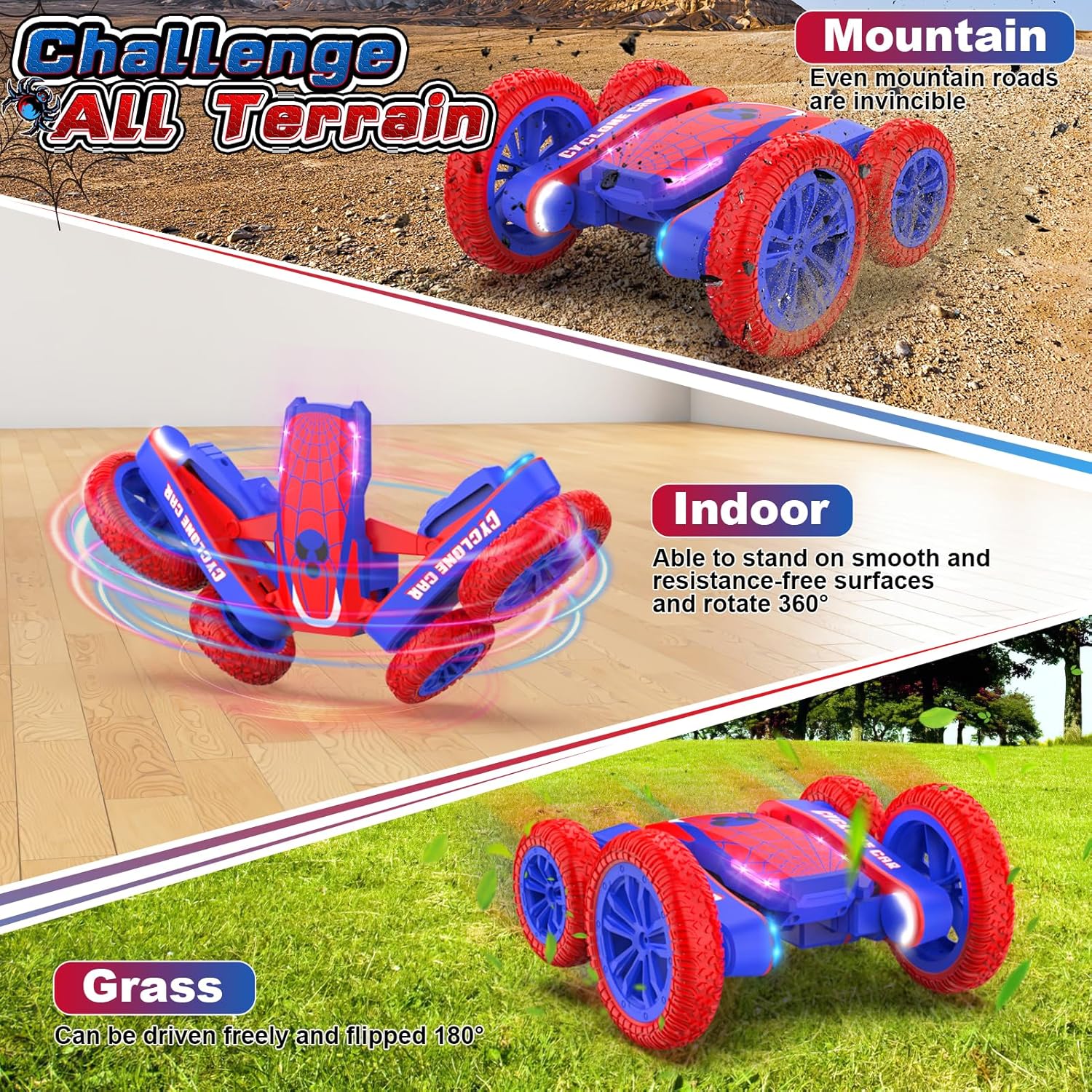 Remote Control Car Spider RC Cars Double Sided 360°Flip 4WD Rechargeable Drift RC Race Car Boys Toys Birthday Gifts for 4 5 6 7 8 9 10 11 12 Year Old Boys Valentines Day Gifts for Kids - Image 4