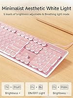 Vista 4 de EWEADN GX710S Backlit Computer Keyboards, Wired USB Keyboard with White Backlit, Metal Panel, Plug and Play, Pudding Keycaps Full Size Quite