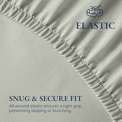 Miniatura 6 de Juego de 3 piezas con sábana bajera de tamaño king 100% algodón orgánico y 2 fundas de almohada, en tejido de percal ultra suave, transpirable, con