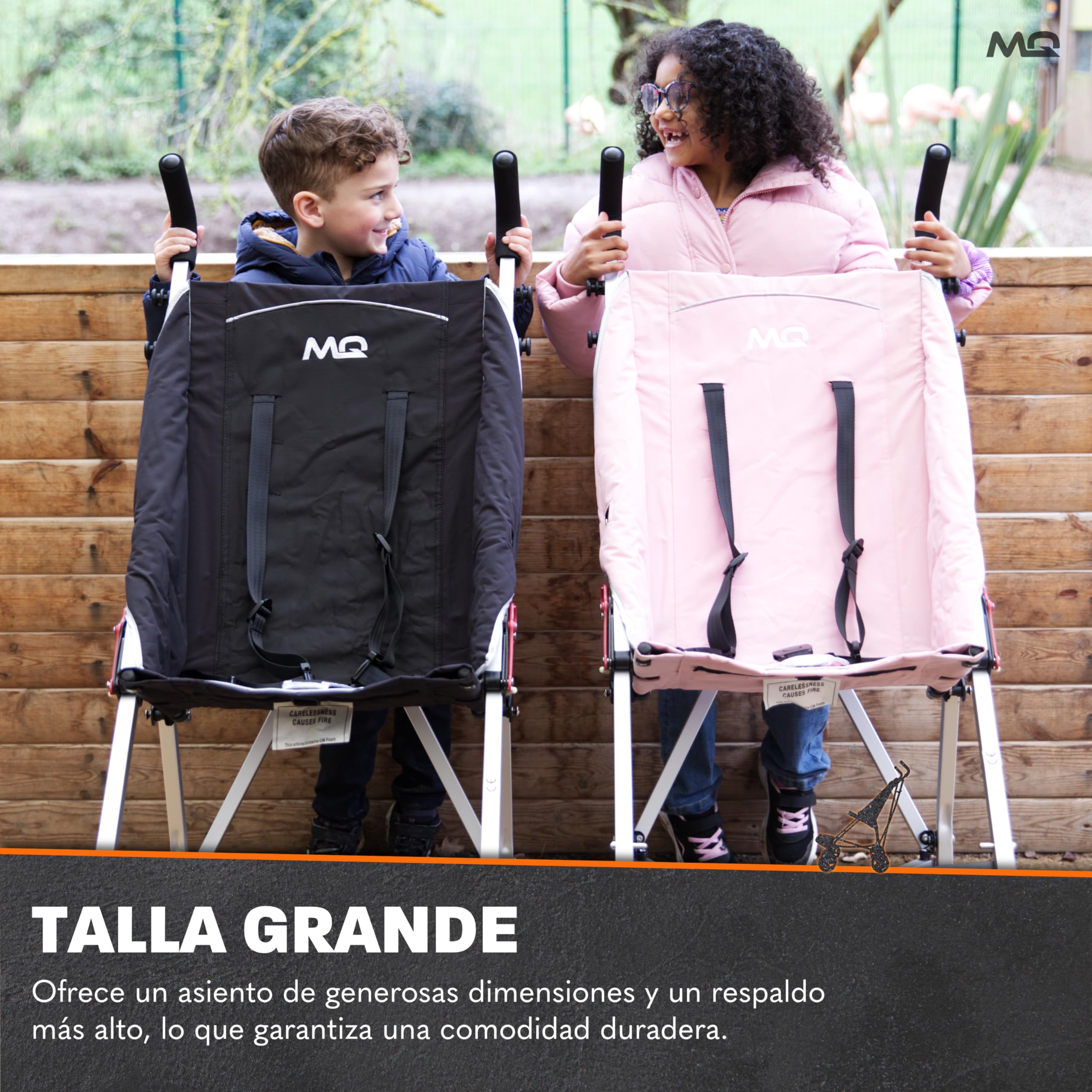 Silla de ruedas para personas con discapacidad MobiQuip XL, arena: ruedas adaptada para niños mayores de hasta 50 kg, con estructura plegable ligera, reposapiés ajustable y arnés de 5 puntos