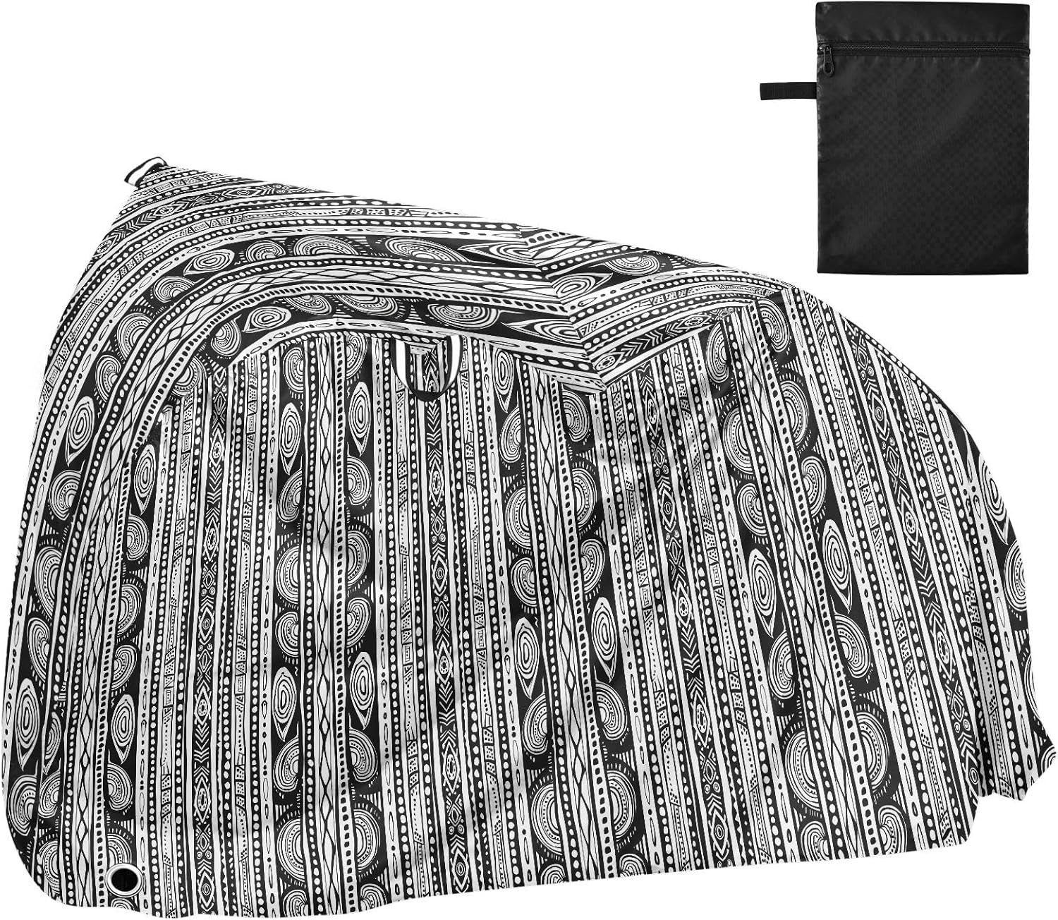 ALAZA Black Tribal Boho Bike Cover Waterproof Outdoor Ebike Bicycle Covers Tarp Protection for 1/2 Bikes, Sun UV Dust Wind Proof