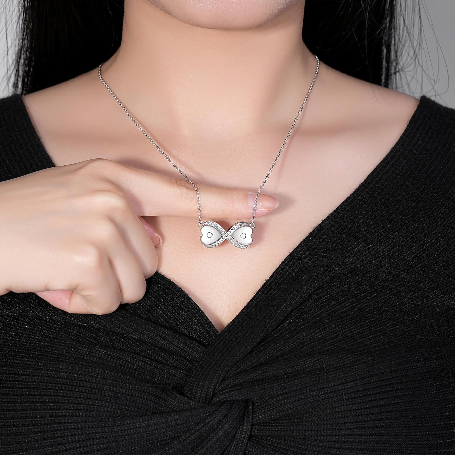 Sterling Silver Dual Infinity Urn Necklace for Women: Double Heart Cremation Necklaces Jewelry Hold Two Ashes - Infinity Memorial Keepsakes Pendant Jewelry Gifts for Loved Ones