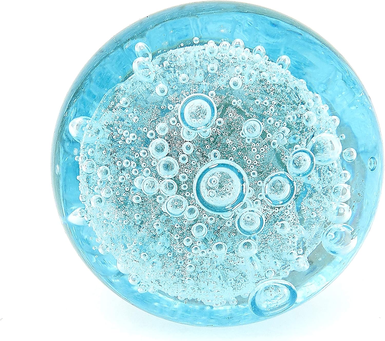 Shabby Restore Aqua Blue Bubbles Glass Dresser Drawer, Kitchen Cabinet or Door Knob Pulls Nickel Hardware - Pack of 12