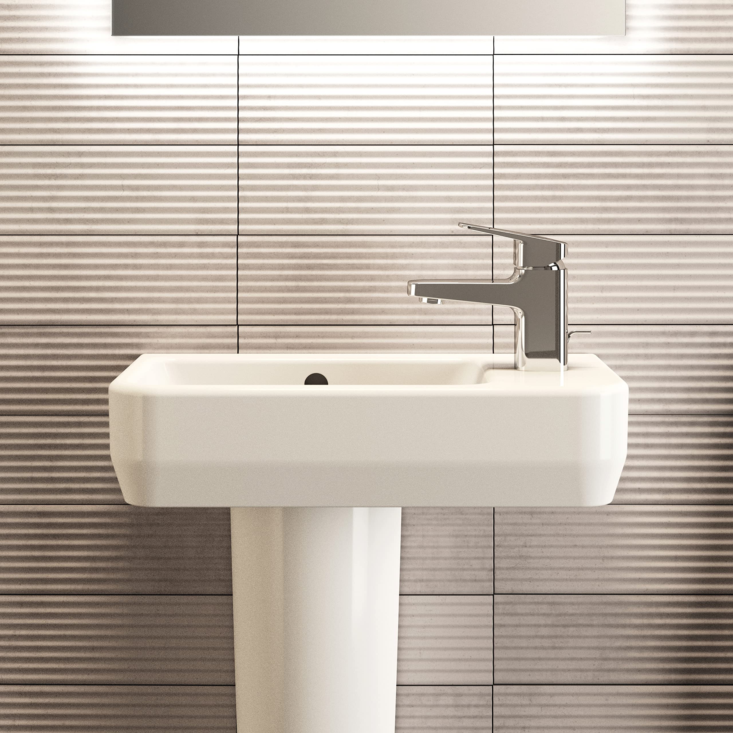Ideal Standard - i.life S Lavamanos de 45 cm con poca profundidad a solo 25 cm. Columna para comprar por separado. Blanco