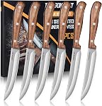 DRAGON RIOT Couteaux de steak 6, Ultra Set de couteau Sharp Steak japonais VG-10 Acier inoxydable Serré Steak Couteaux manche en bois de Tang complet avec boîte cadeau, cadeau de Noël idéal