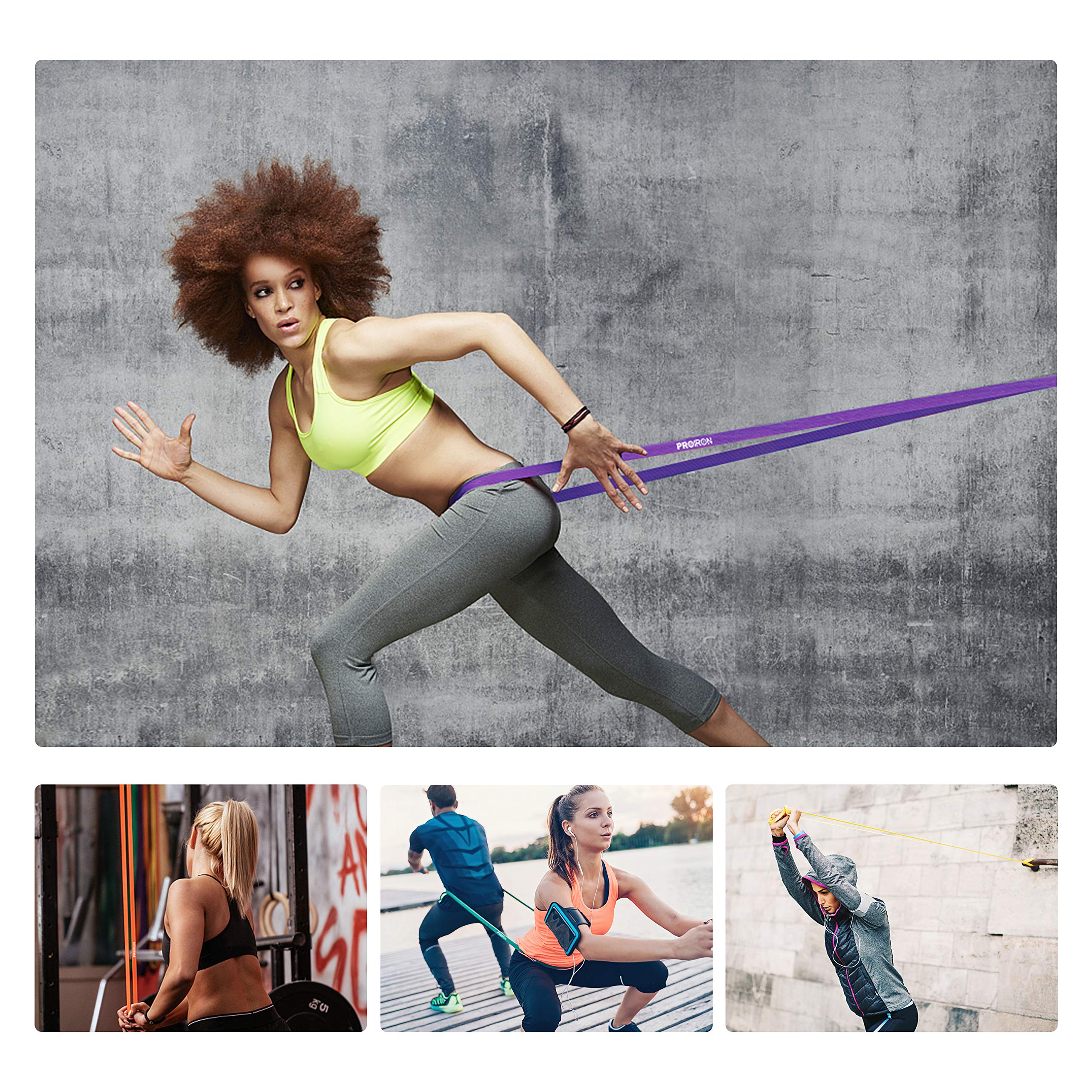 PROIRON Banda Elástica de Resistencia- Goma Dominadas de Caucho Natural para Estiramiento, Levantamiento de Potencia, Yoga, Pilates