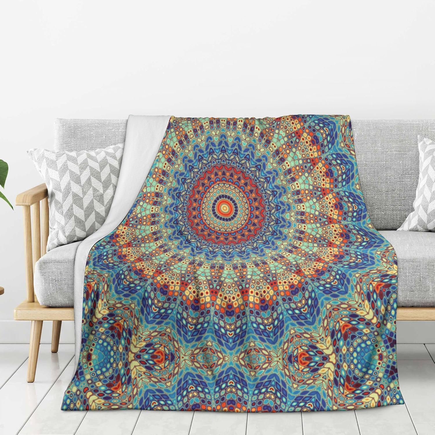 Mandala Blanket Gifts, Soft Flannel Throw Blanket for Couch, Bed, Travel, Living Room, Home Decor, Cozy Lightweight Warm Fluffy Fuzzy Blankets for Adults Women Girls (50×40 Inch, Mandala) - Image 6