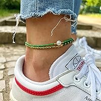 Vista 42 de Made by Nami Boho Surfer Anklet Waterproof & Adjustable Beaded Anklets for Women Beachy Ankle Bracelet Made from Waxed Cotton Rope and Beads for