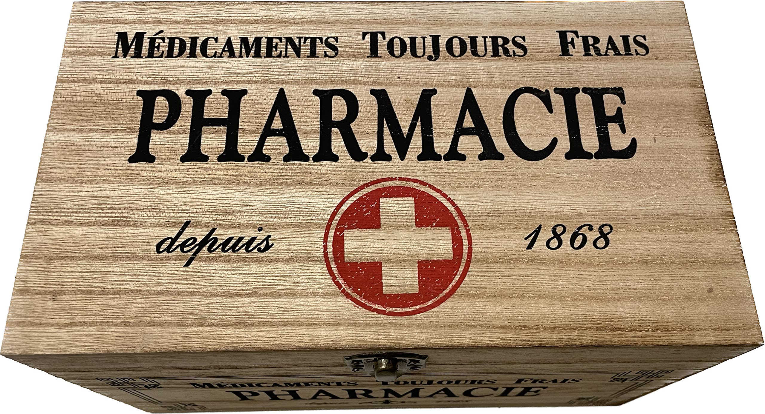 Boîte Rangement Médicaments Khevga - Bois 23x13x13cm - 'Médicaments Toujours Frais'