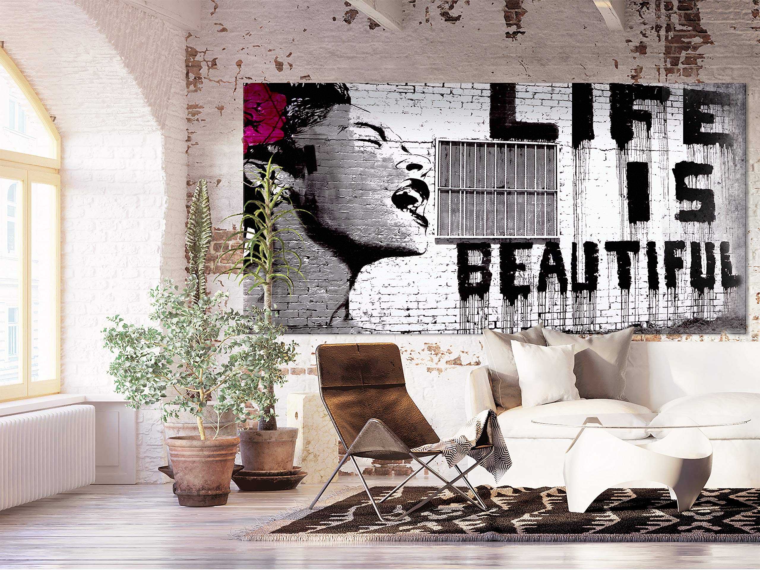 murando - Leinwandbild Wohnung Life Beautiful, Schlafzimmer, Wohnzimmer | Hochwertige Leinwand, sofort aufhängbar, ideal fürs Wohn- oder Schlafzimmer, wasserfest und lichtecht, langlebig, stilvoll