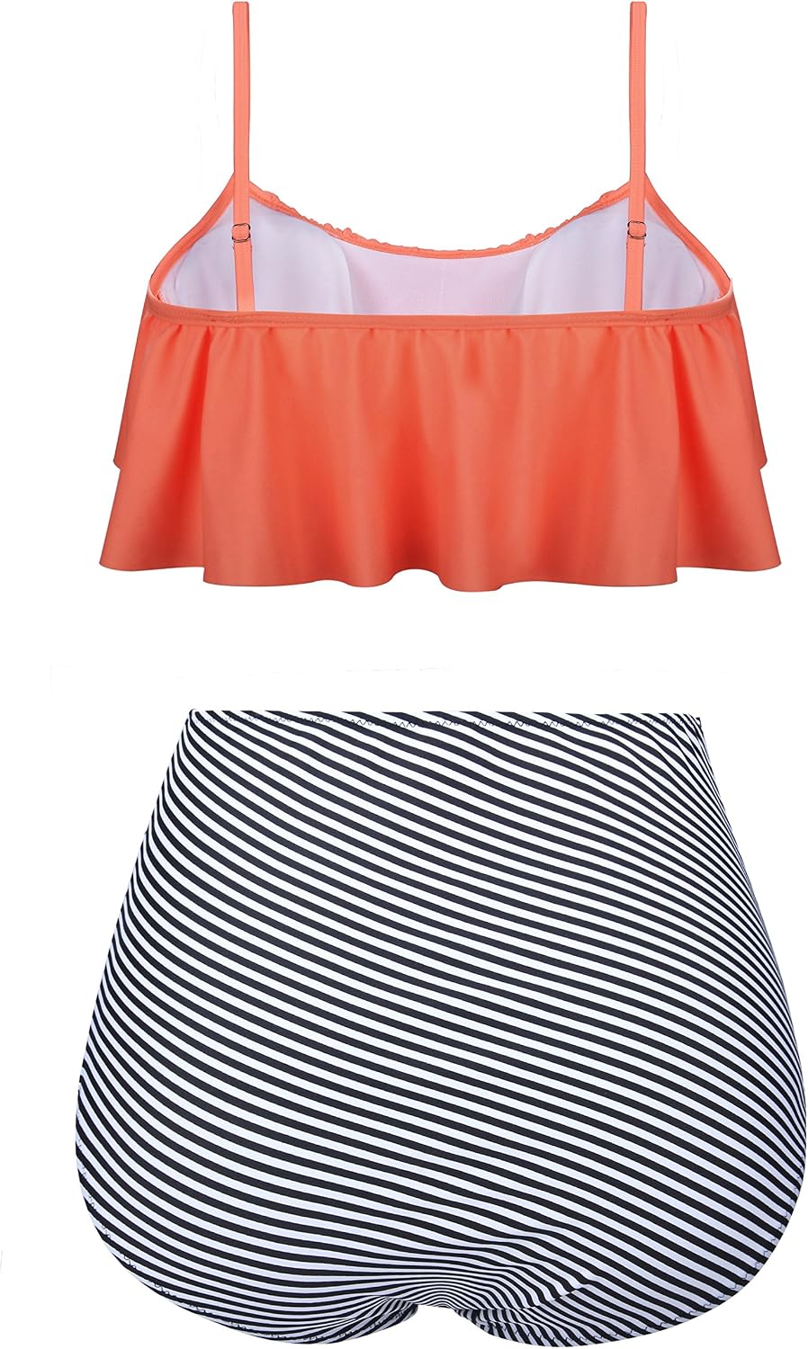 Angerella Womens High Waisted Bikini Flounce Top Bathing Suits Swimwear