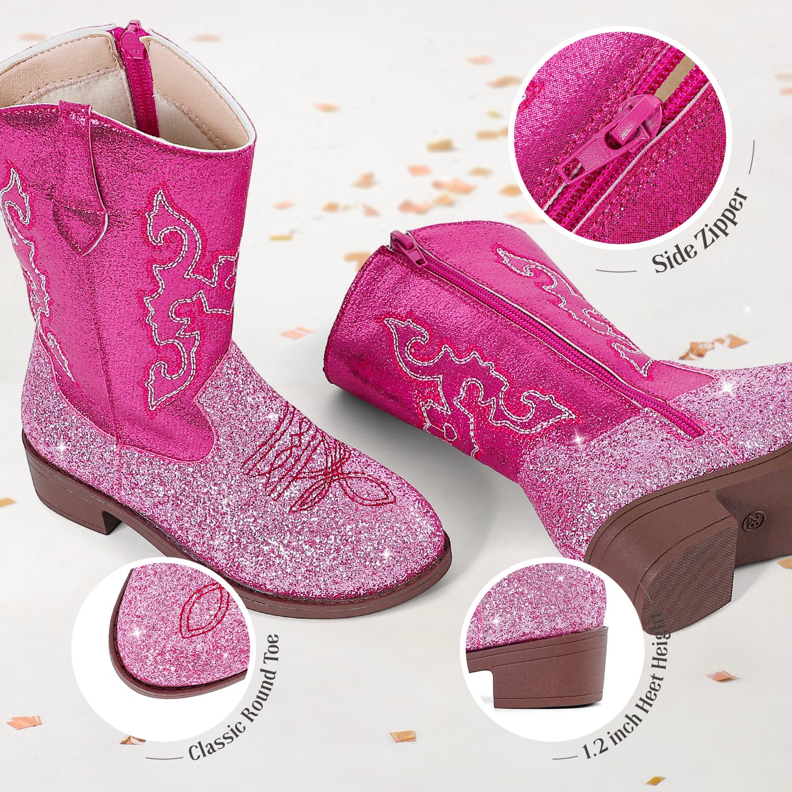 MK MATT KEELY Stivali da cowboy per bambini, stivali da cowboy per ragazze, stivali alti al ginocchio, stivali da equitazione western a metà polpaccio