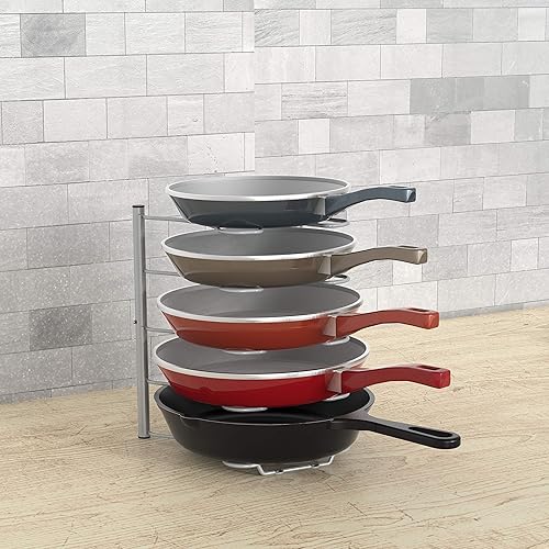 Miniatura 2 de Deco Brothers Pan Organizer Rack for Kitchen Cabinet and Counter, Silver