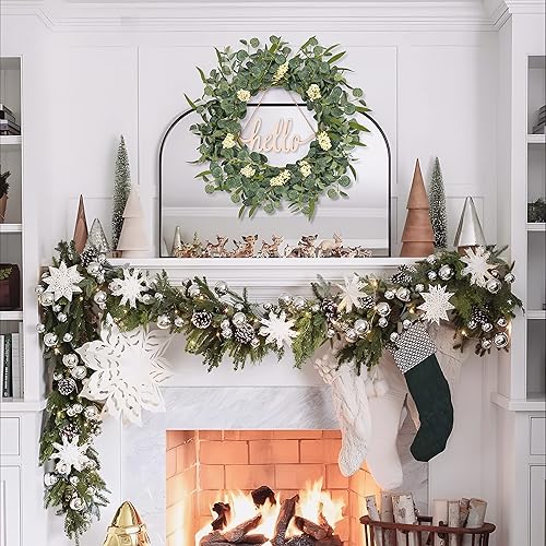 Miniatura 5 de Corona de eucalipto para puerta delantera exterior, coronas verdes, decoración de porche para el día de San Patricio, invierno, primavera, verano,