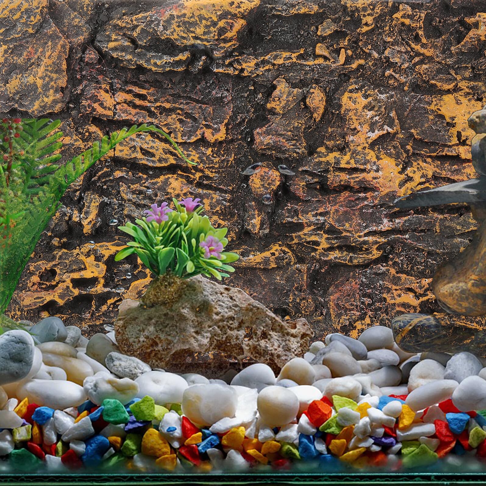 GALPADA Sfondo per Terrario 3D Effetto Roccia Giallo Sabbia Pu, Pannello Decorativo Leggero per Acquari e Vasche Tartarughe, Superficie Irregolare per Arrampicata Rettili, Adesivo