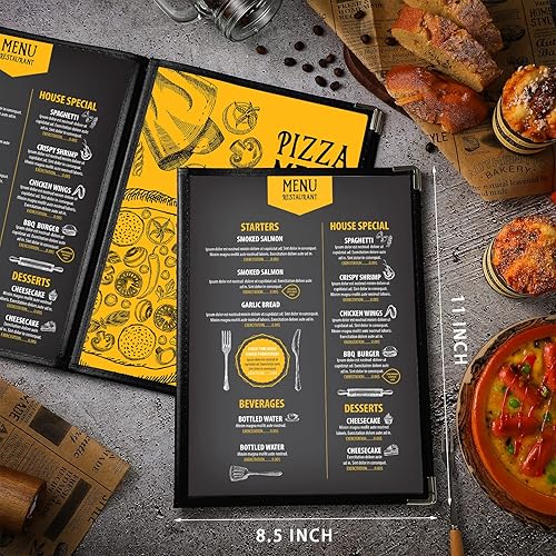 Miniatura 2 de Henoyso 20 fundas transparentes de menú de 8.5 x 11 pulgadas, 4 páginas, 8 vistas, libro transparente para restaurante, se adapta a papel de tamaño