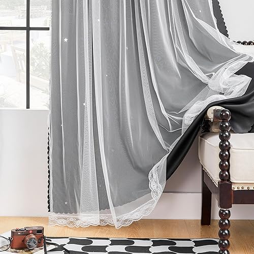 Miniatura 292 de XiDi - Cortinas rosas y grises para dormitorio de niñas, calcomanías de pared de unicornio, cortina verde, oscurecimiento de habitación, opaca, 63