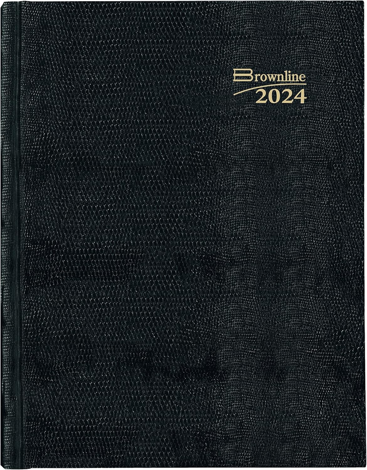 Brownline® 2025 Traditional Daily Planner, Untimed Journal, 12 Months, January to December, Perfect Binding, 10" x 7.875", Black (C550.BLK-25)