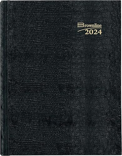 Brownline Agenda diaria tradicional 2024, diario sin tiempo, 12 meses, enero a diciembre, encuadernación perfecta, 10 x 7.875 pulgadas, negro