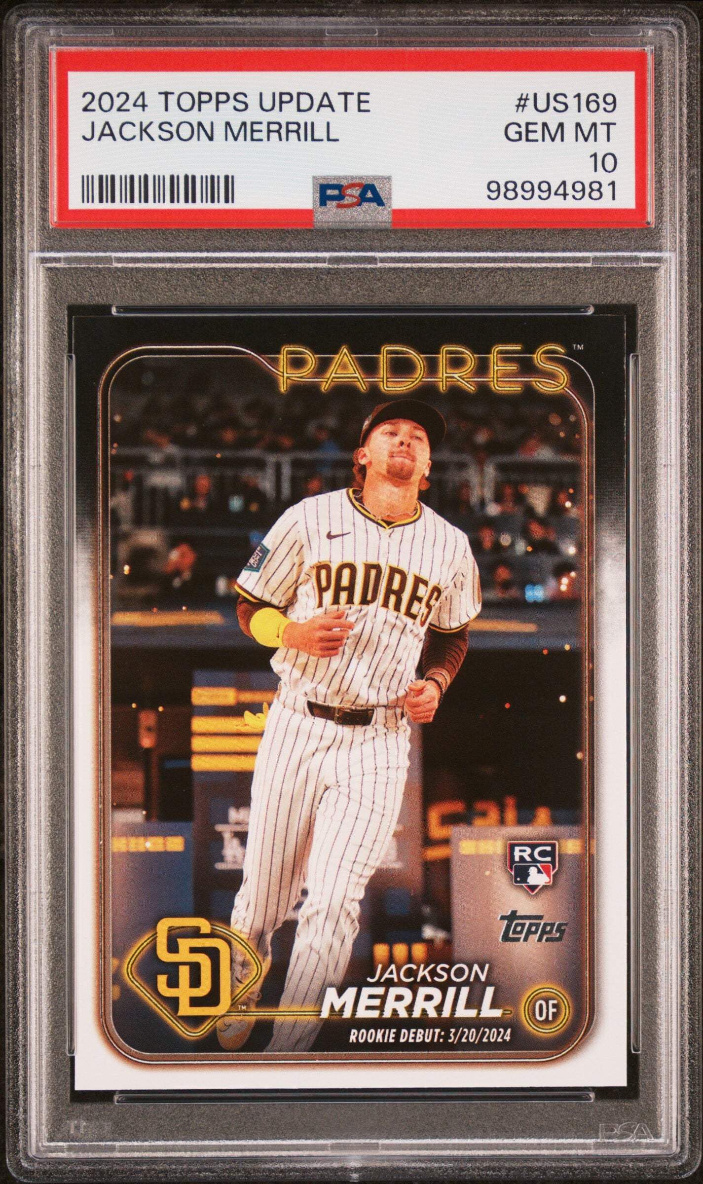 Amazon.com: Graded 2024 Topps Update Jackson Merrill #US169 Rookie